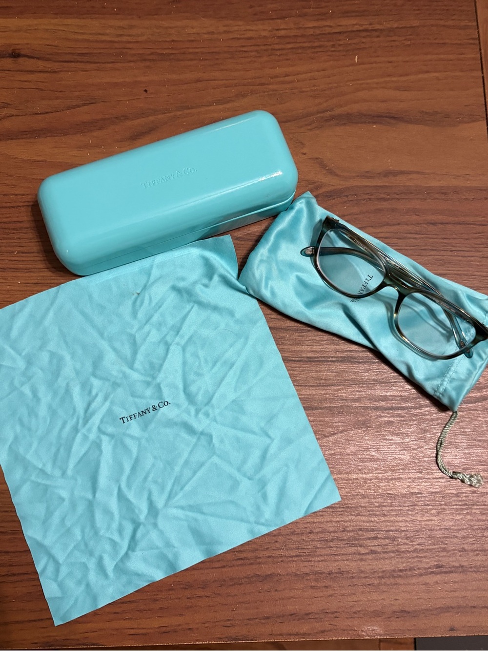 Tiffany & Co. Signature Tiffany Blue Eyeglass Case with Cloth & Pouch